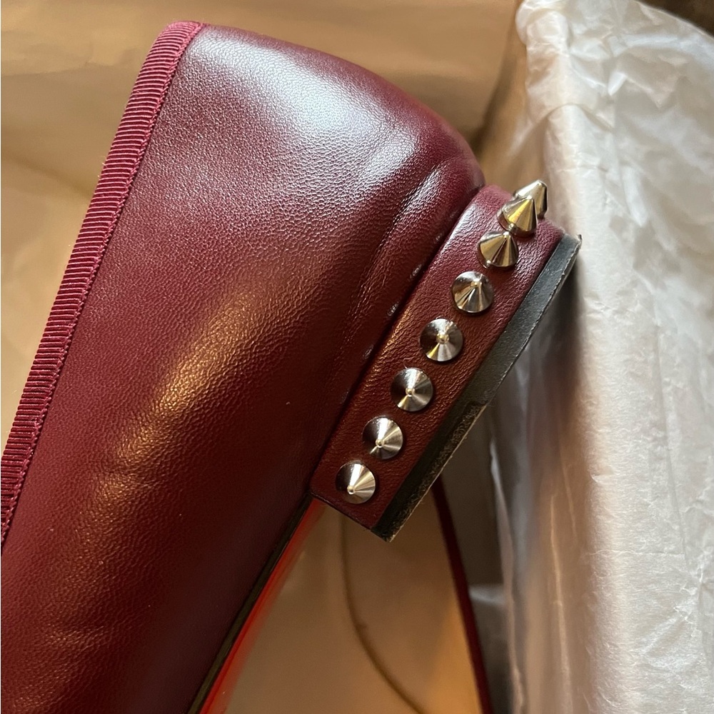 Christian Louboutin Women's Burgundy Ballet Flats - Picture 8 of 9